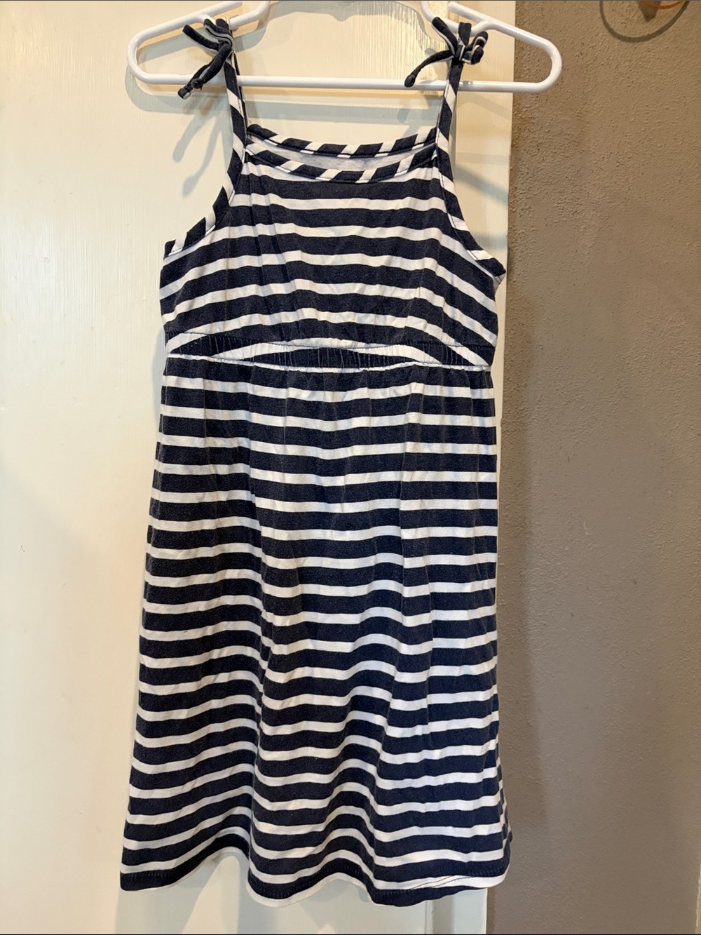 Old Navy Navy and White Striped Tie-Shoulder Sundress